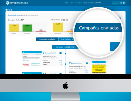 Tela de Incio do Emailmanager | Ferramenta de email marketing