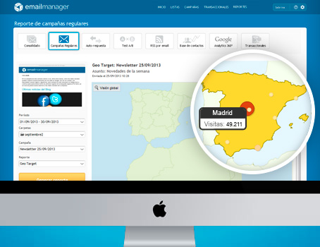 Tela de Relatrio de Visitas de Campanhas do Emailmanager | Ferramenta de email marketing