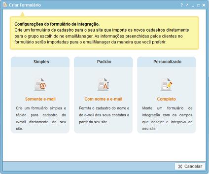 Escolha qual opo de criao de formulrio voc deseja