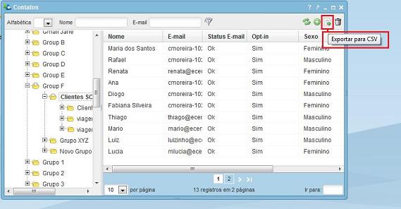 Possibilidade de exportar dados do sistema