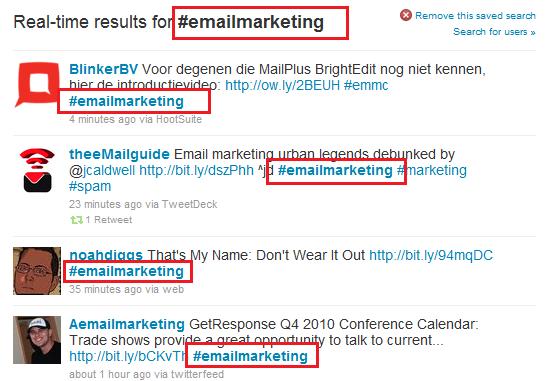 email marketing, emailmanager, haghstags, twitter 