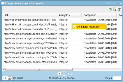 Clique com o boto direito para configurar o Analytics