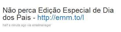 Um exemplo do post via emailmanager no Twitter