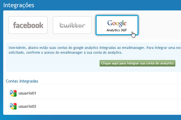 imagem de integrao com o google analytics