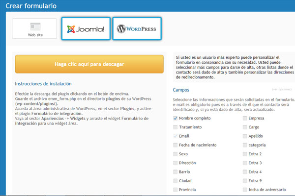 imagem de integrao com Joomla e Wordpress